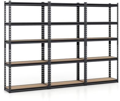Costway 5-Tier Garage Shelving Unit 2200 LBS Heavy Duty Metal Storage Shelves-Set of 3