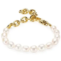 PERLEA Armband Süßwasserzucht- perlen 7-8mm Edelstahl