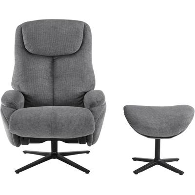 Relaxsessel OTTO HOME "Sessel SELLIA Relaxsessel, TV-Sessel mit Hocker,Drehsessel 360", anthrazit, B:79cm H:110cm T:82cm, Webstoff 100% Polyester, Sessel, Relaxsessel, Verstellbare Neigung (115-160) für Relax- und Liegeposition