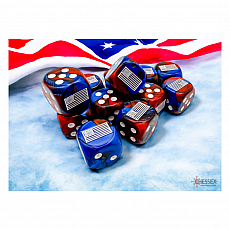 Chessex Würfel - 16 mm - United States/America/USA - Gemini Blue-Red/white (12 x W6) 301743