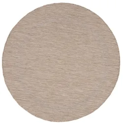 Carpetsale24 In & Outdoor Teppich Wetterfest 160 cm Rund Beige in Einfarbig Bordüre Design für Balkon, Terasse, Küchenteppich