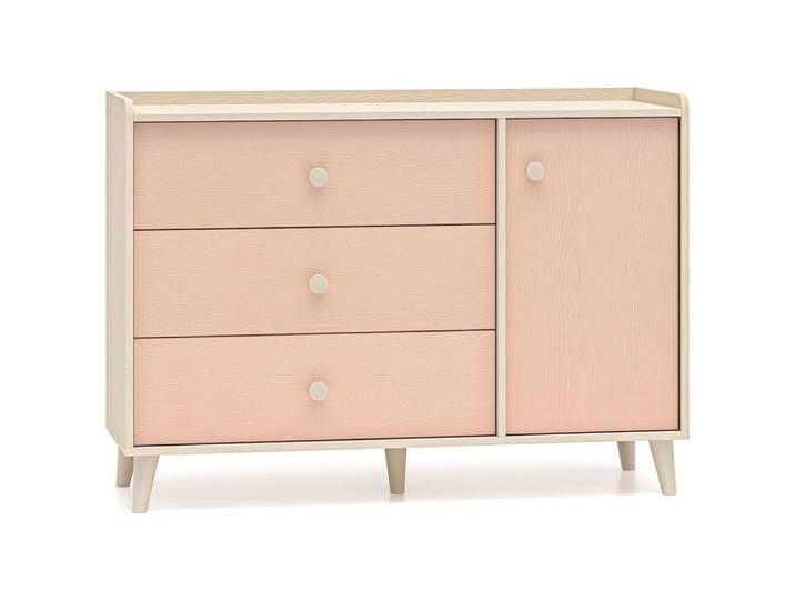 Lomadox Kommode MODICA-131, in sandbeige mit rosa, 120cm Breit, fühlbare Struktur, modern