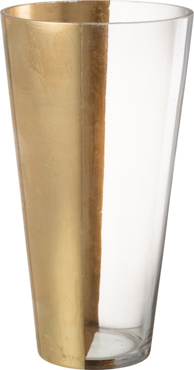 J-Line vaas Moa glas transparant/goud Hoogte: 35 cm