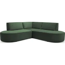 ECKSOFA Nora L-Form 3-Sitzer Universell, Samt, Dunkelgrün 223/73/223 cm