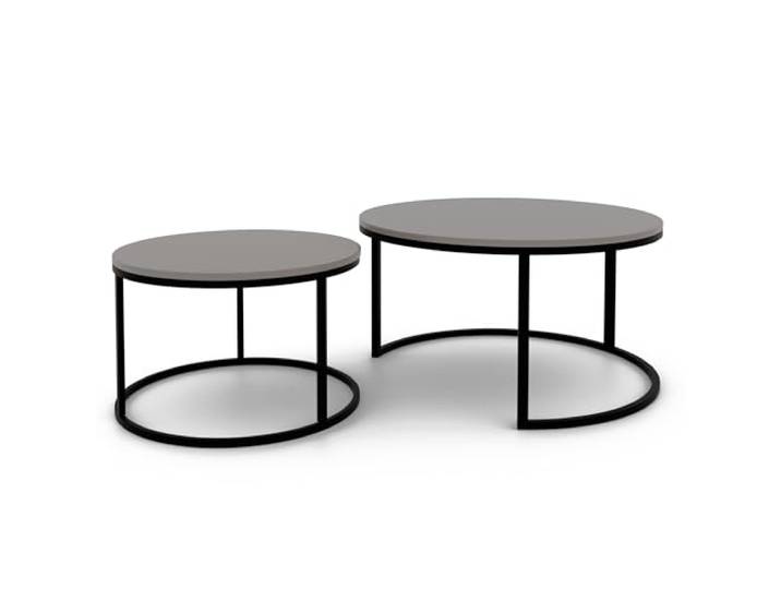 GREKPOL Couchtisch 2er Set - Runde Couchtische 48x70 + 42x50 cm - Rund Couchtisch Schwarz mit Kaschmir - Coffee Table - Kafeetisch