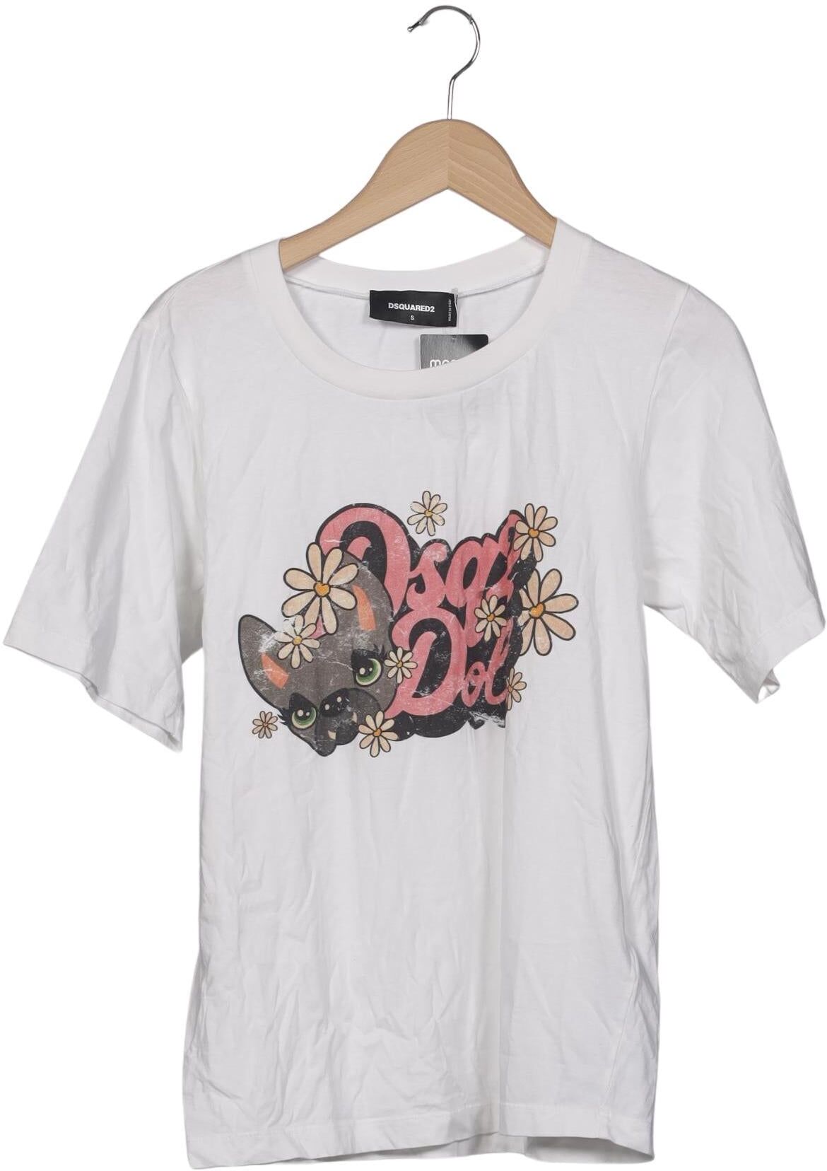 Dsquared2 Damen T-Shirt, Weiß, Gr. S, Baumwolle - Second Hand