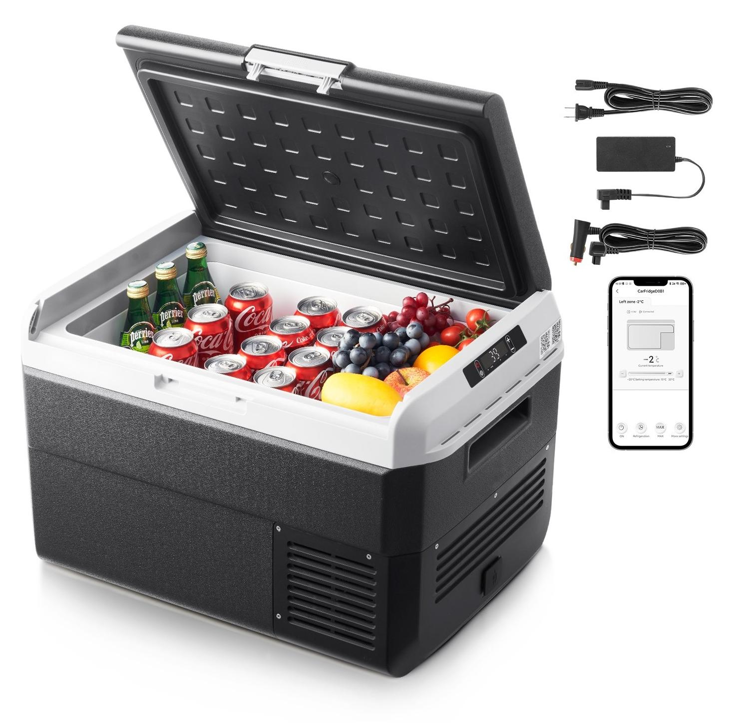 Kompressor-Kühlbox 40 L - Autokühlschrank - App-Steuerung - Einstellbare Temperatur - 12/24 V DC - 100-240 V AC - Tragbar - Für Camping, Auto & Wohnmobil