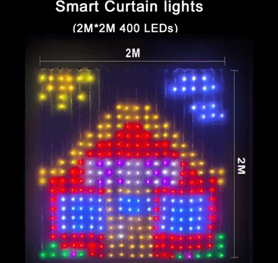 Inspire Picks Smart LED Curtain Lights With APP Control, RGB Dimmable DIY Pattern & Music Sync 2x2m 400leds