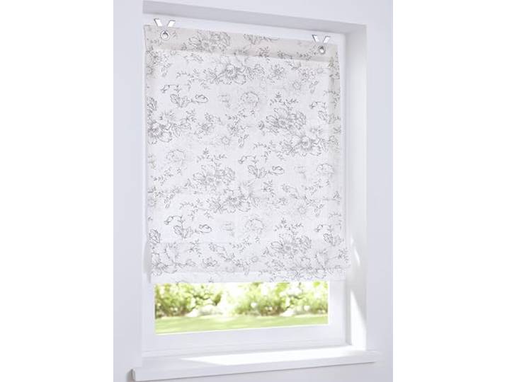 KUTTI Store enrouleur à œillets Joy avec motif floral opaque avec crochets sans perçage - Dimensions : 80 x 130 cm