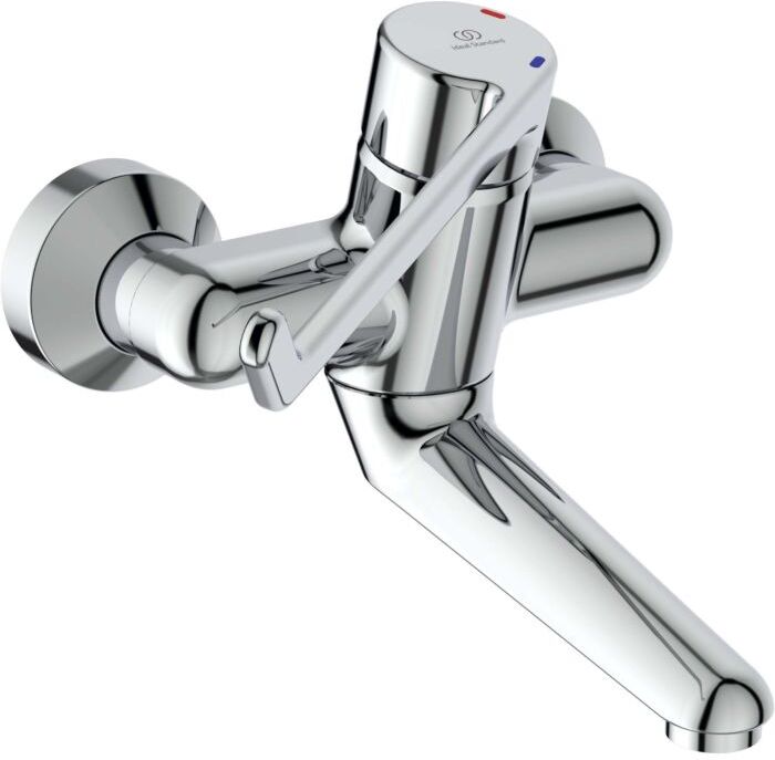 Ideal Standard Wand-Waschtischsicherheitsarmatur B8315AA Bedienhebel 230 mm, Ausladung 208 mm, nicht absperrbar, verchromt