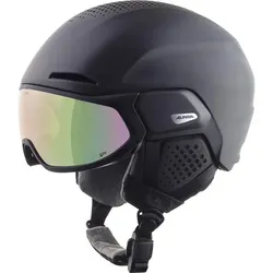 Alpina ALTO QV - Skihelm mit Visier - 51-55cm black matt (cobalt-green)