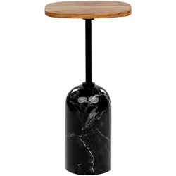 BEISTELLTISCH Metall heller Holzfarbton/schwarz rund 30 cm Oasis