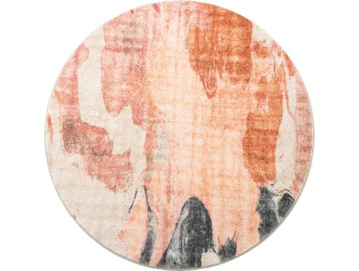 Tapis Rond 150cm Microfibre Douce Tapis Circulaire Salon Chambre Imprimés Imprimé Antidérapant Lavable Tapis de Sol Tapis (Orange)