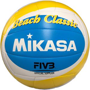Mikasa Beachvolleyball Beach Classic BV543C-VXB-YS, Größe 5, blau/gelb/weiß, 280 Gramm, Trainingsball