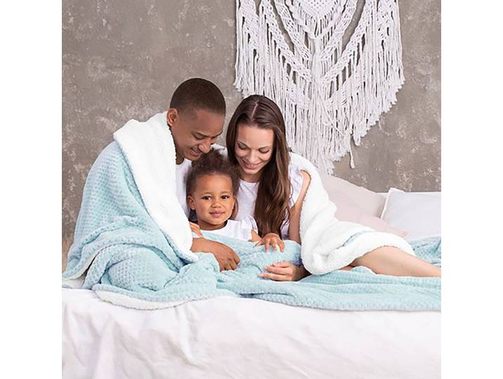Plaid Leepy 130 x 180cm Bleu/Bleu layette Tissu
