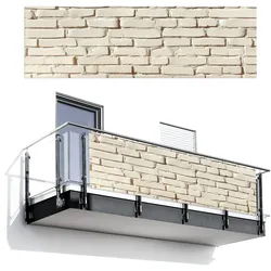 BALKON-SICHTSCHUTZ Ziegel - Wand - Licht - Weiß Windschutz 300x90 cm
