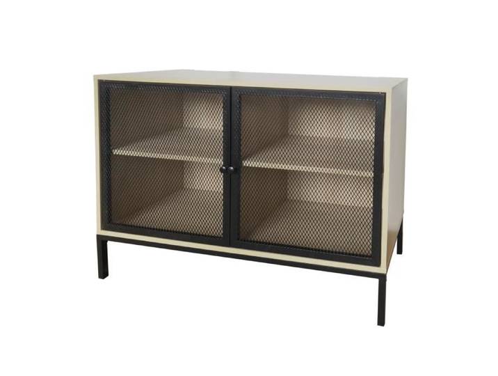Commode - JUANIO - Meuble de chambre - Naturel - Noir - 100x40x75 cm