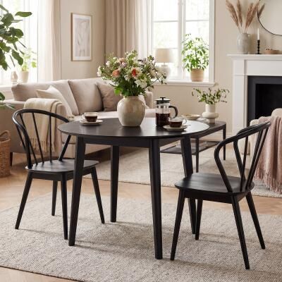 Lirago Wooden Dining Chair Set of 2 with High Spindle Back and Wide Seat