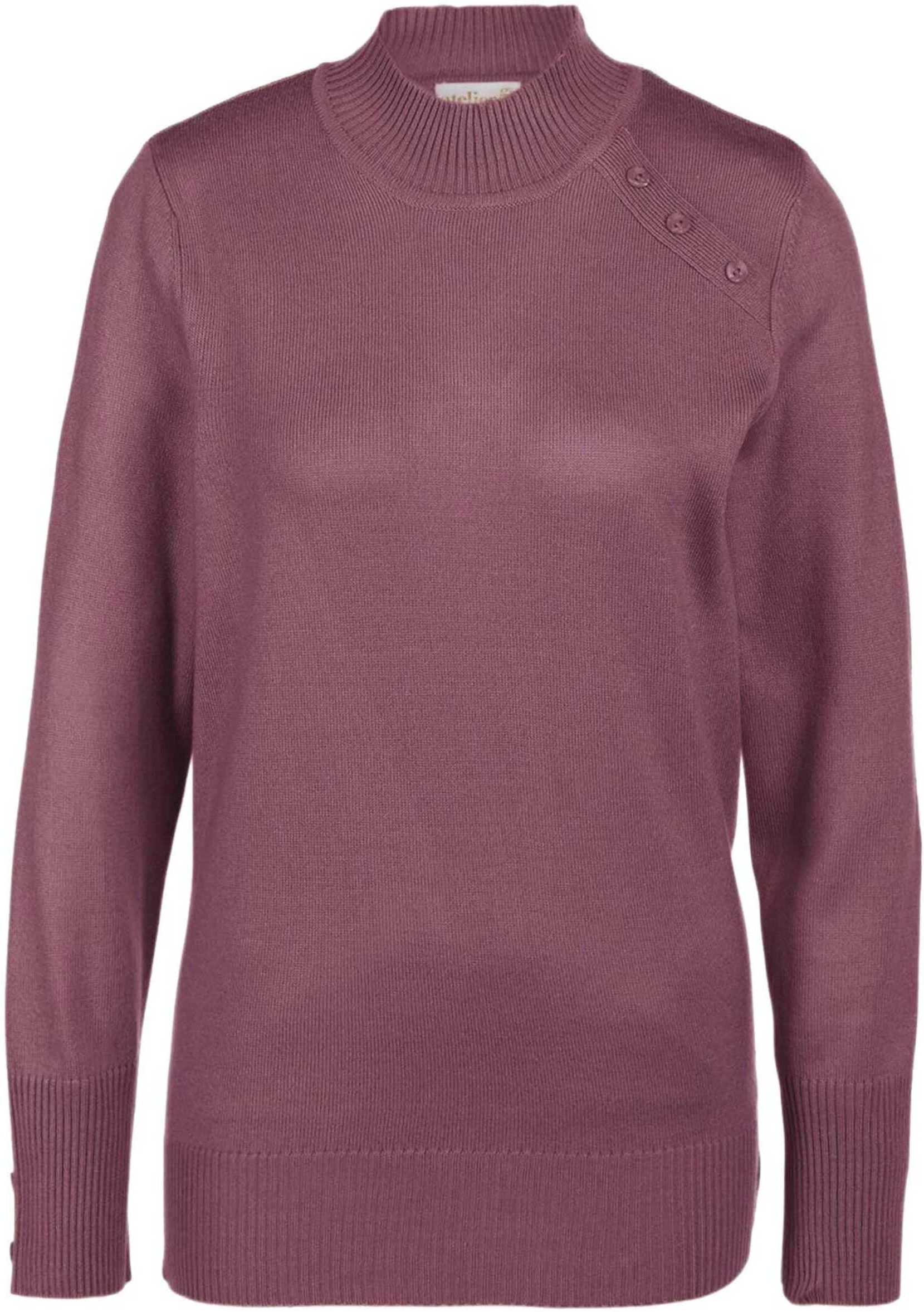 Strickpullover GOLDNER "Kurzgröße Pflegeleichter Pullover mit Stehbundkragen", Damen, Gr. 24, braun (cassis), Obermaterial: 100% Polyacryl PAN., Rippe, Pullover Strickpullover, Mit liebevollen Details gearbeitet
