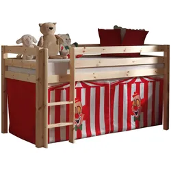 KINDERBETT Karolina 210x114x106 Massivholz Natur Textilset Zirkus