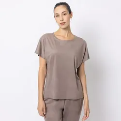 STEFFEN SCHRAUT Shirt, 1/2 Arm Velourslederoptik offene Kanten am Saum leger weit