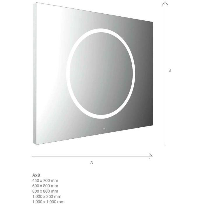 Emco Mi 240 LED-Lichtspiegel 106080008000100 800 x 800 mm, mit einem runden Lichtausschnitt