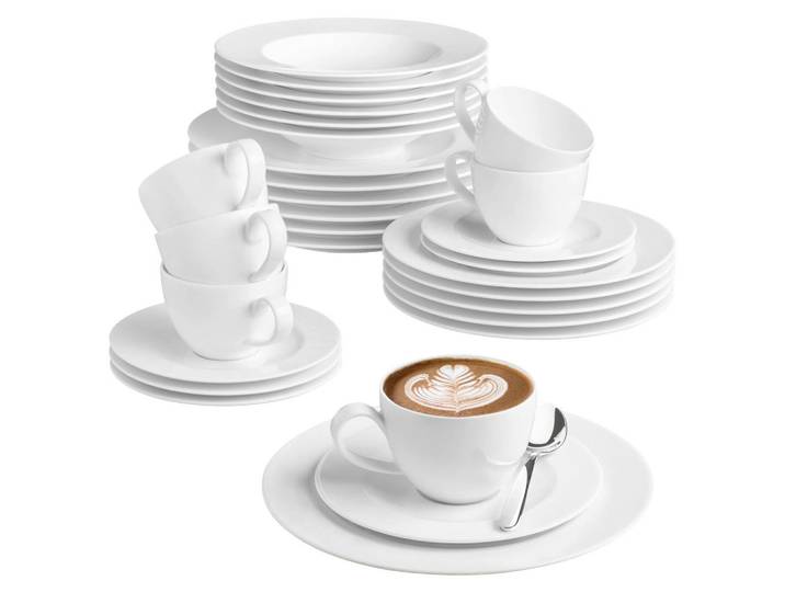 Seltmann Weiden Kombiservice Zoe Fine Diamond, Weiß, Keramik, 30-teilig, 240 ml,240 ml, Essen & Trinken, Geschirr, Geschirr-Sets, Kombiservice