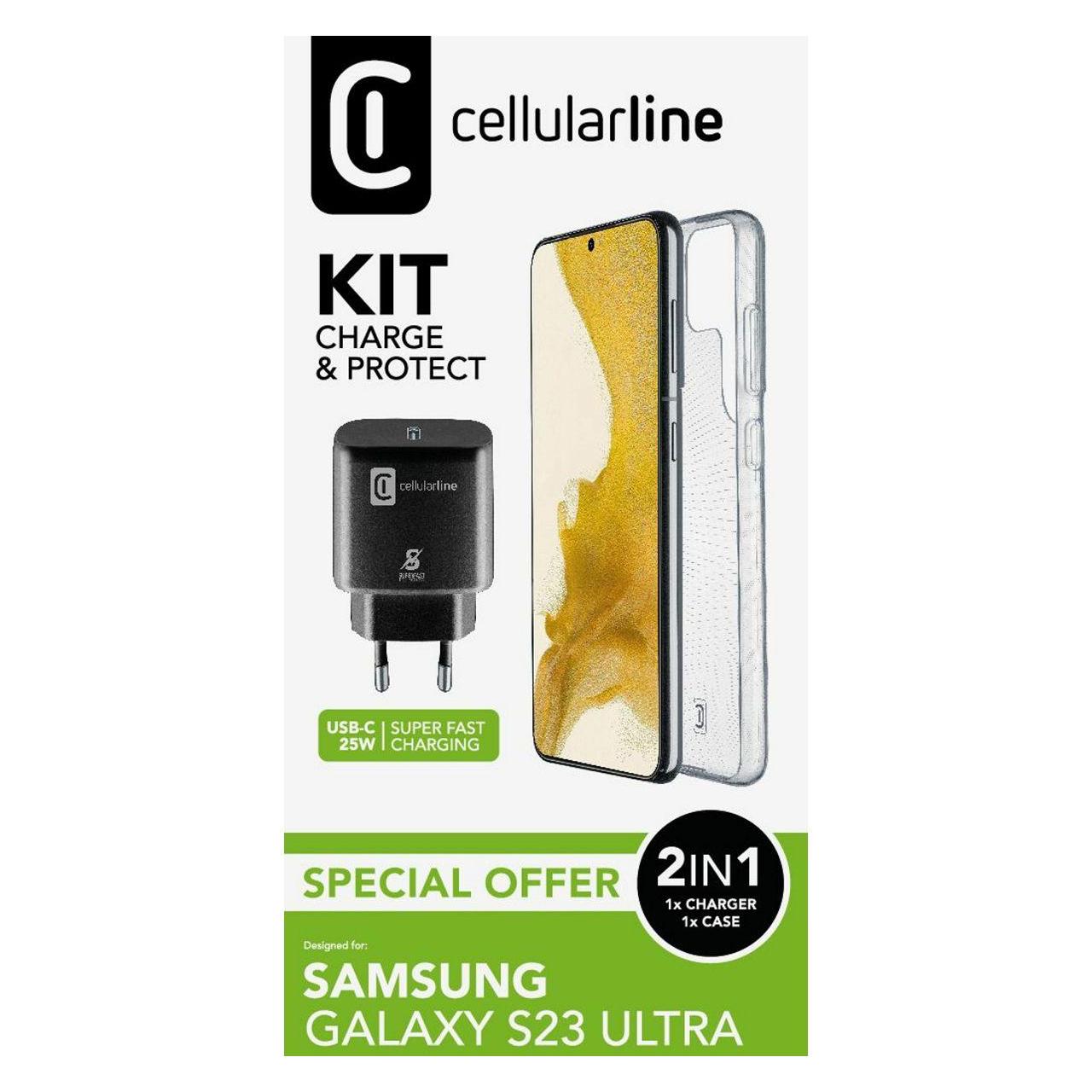Cellularline Charger Kit mit Case (25 W, 1 Port) (STARTKITGALS23U)