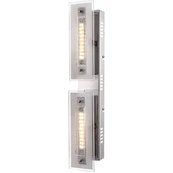 Wandleuchte Kristall Wandlampe LED 2 flammig Wandleuchte Kristall Glas satiniert, 1x LED 3000K, LxBxT 49x8x11,5 cm