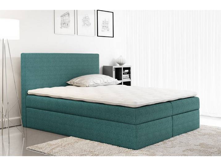Fun Möbel Boxbett Schlafzimmerbett KELIS in Stoff (inkl. Bettkasten, inkl. Kaltschaumtopper)