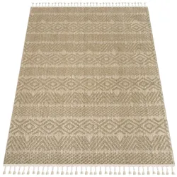 KADIMA DESIGN Teppich Kurzflor Struktur Wohnzimmer schmutzabweisend Natur Rechteckig 80x150 | 100% Polypropylen | Florhöhe: 7 mm | pflegeleicht