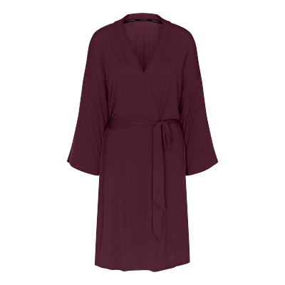 Morgenmantel TRIUMPH "Amourette Robe", Damen, Gr. 36/38, rot (claret), Modalmischung, Midilänge, Hausmäntel, seidig - weich mit Stretch