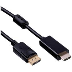 Akyga Anschlusskabel DisplayPort Stecker, HDMI-A Stecker 1.8 m Schwarz AK-AV-05 vergoldete Steckkontakte HDMI-Kabel