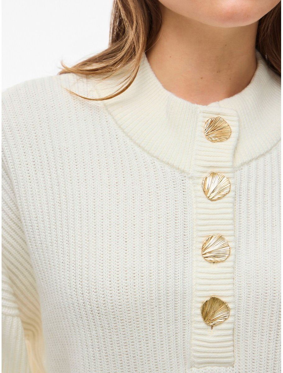 VILA Pull manches longues avec boutons dorés