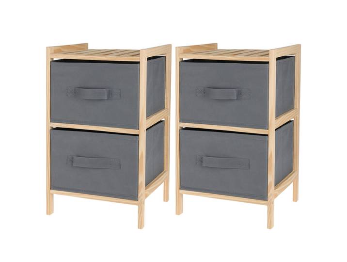 2er-Set Standregal mit 2 Stoff Schubladen, Kommode