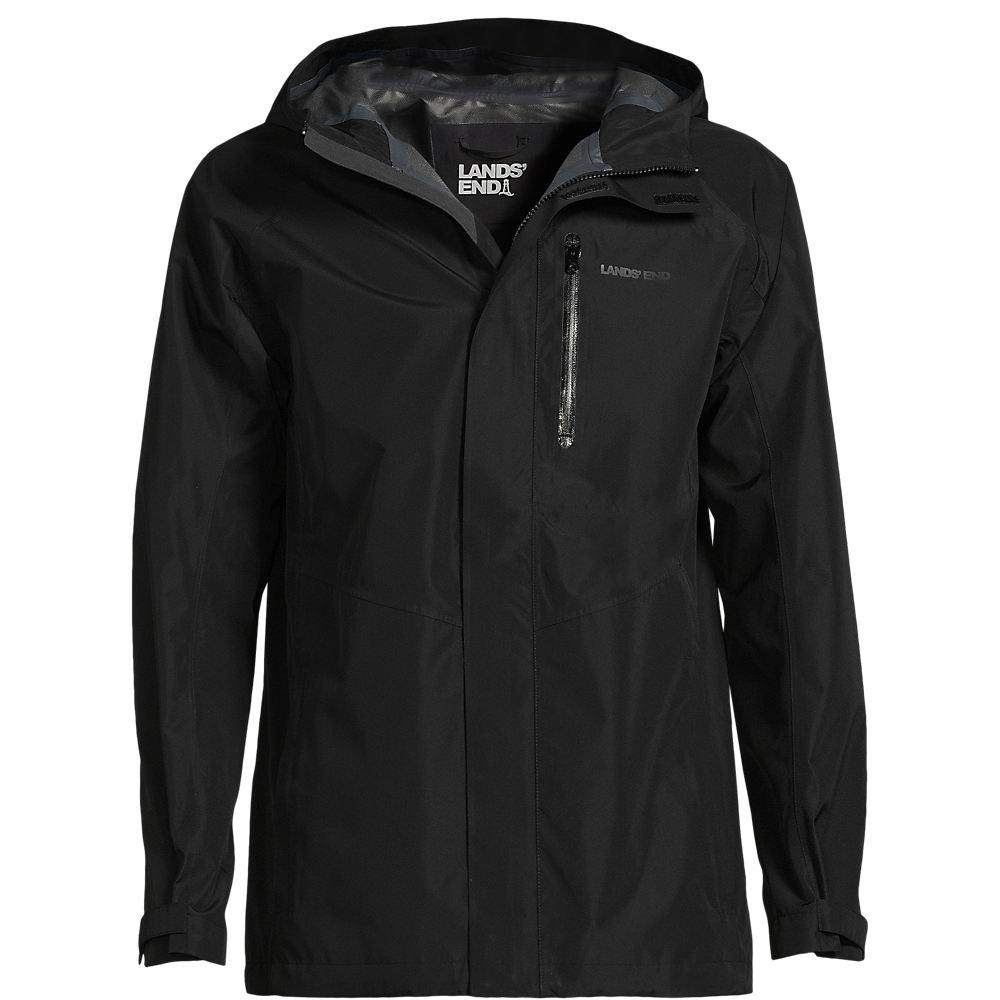Verstaubare wasserdichte Regenjacke für Herren, Herren, size: regular, Schwarz, Polyester, by Lands' End