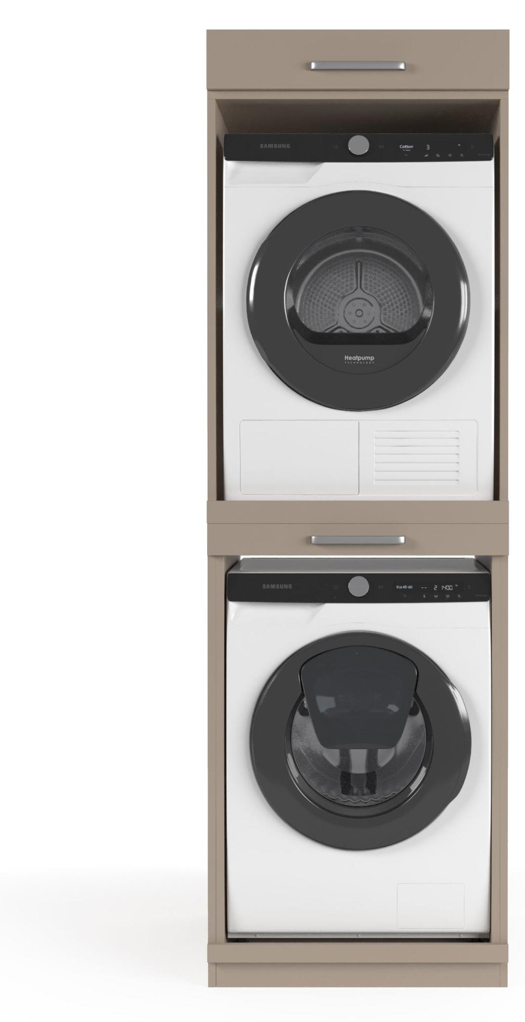 Wasophoogte Waschmaschinen schrank Berlin - waschmaschinen untergestell - waschmaschinen podest - 700(T)*665(B)*2110(H) mm - Taupe