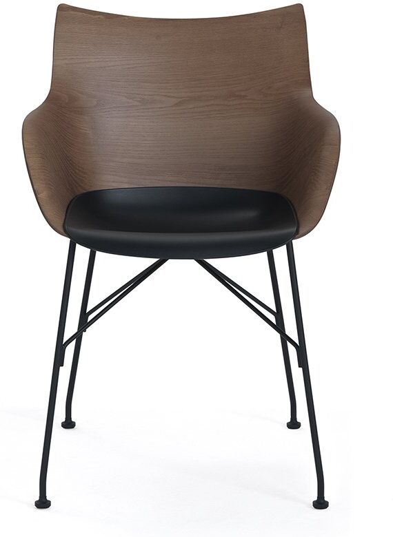 Kartell Q/ Wood Armlehnstuhl (schwarz lackiert, Eichenfurnier dunkel / schwarz, ... schwarz lackiert   Eichenfurnier dunkel / schwarz   H 43,5cm