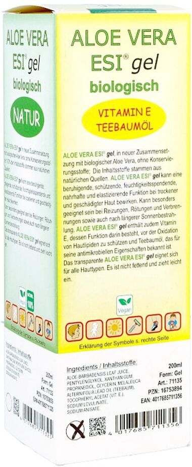 Aloe Vera Gel mit Vitamin E und Teebaumöl Bio 200ml