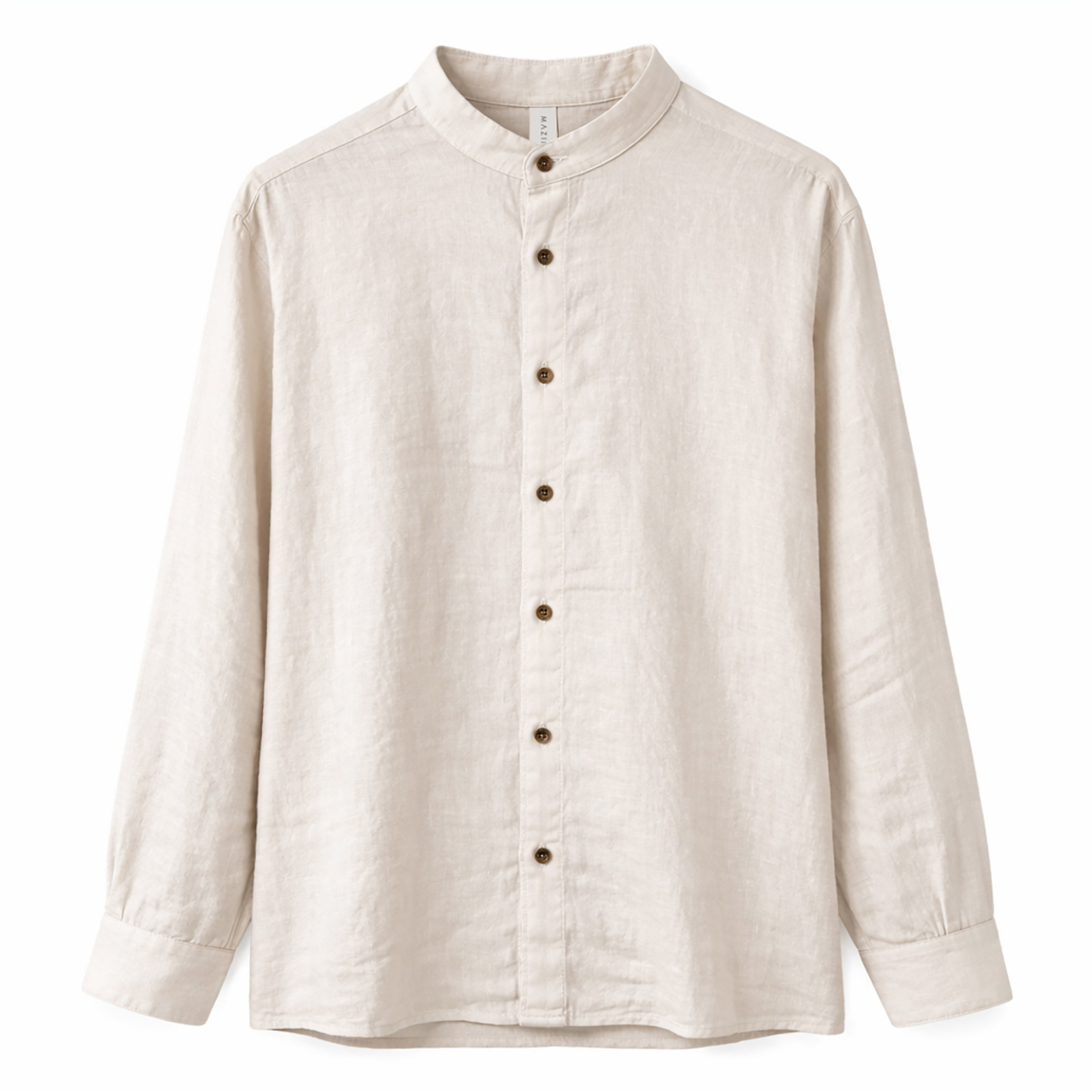 Mazine Stand Collar Linen Herren Hemden beige Größe S Lifestyle Hautfreundlich
