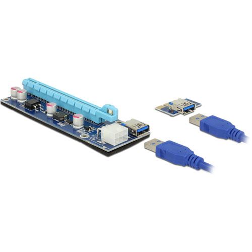 Delock Riser PCI Express Karte x1 > x16 mit 60cm USB Kabel