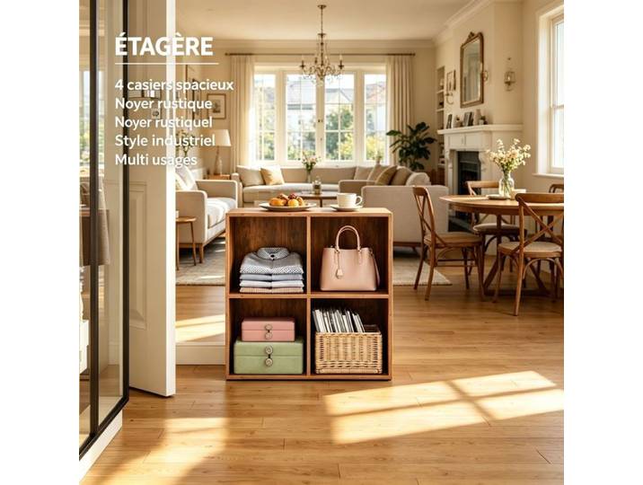 URTR Étagère de rangement ouverte design cube compact vitrine buffet bibliothèque pratique Marron rustique