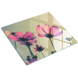 GLASPLATTE 60x52 cm Rosa Blüten