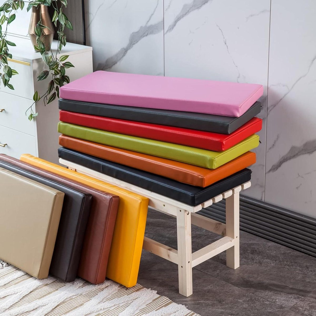 Groen Bankkussen op Maat met Antislip PU Leer voor Terrasmeubilair