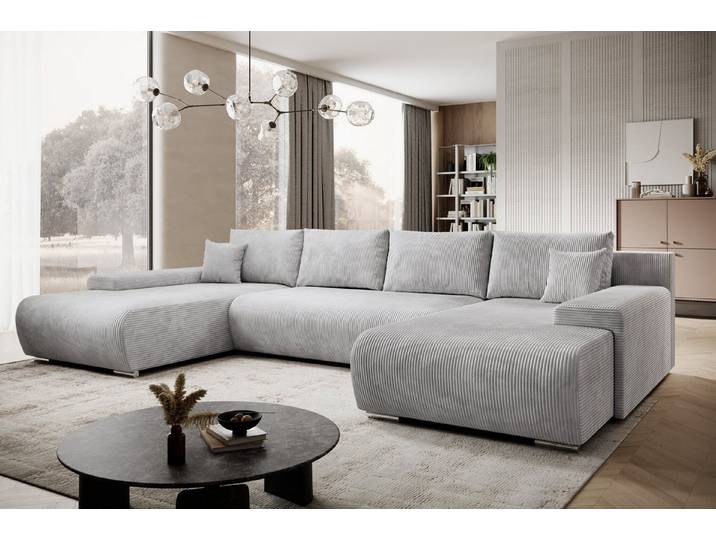 PROMETO Möbel Ecksofa Credo Ecksofa U-Form, mit Schlaffunktion und Bettkasten, U-Form Couch