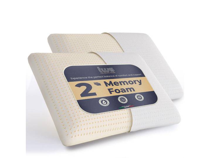 The White Stone 2ER Set Kissen aus Viscoelastischem Schaum 40 x 70 cm, Höhe 11 cm, Halskissen Hypoallergen, Ergonomisch und Atmungsaktiv, Weiß, Füllung: Schaumstoff, Rechteckig, 40x70 cm, Heimtextilien, Kopfpolster & Bettdecken, Kopfkissen