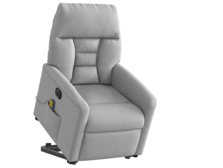 NLQMSU Elektrischer Massagesessel, neigbar, Wolkengrau, Stoff Elektrische Hebe- und Neigefunktion, 6 Vibrationspunkte, Fernbedienung inklusive, atmungsaktiver Stoff