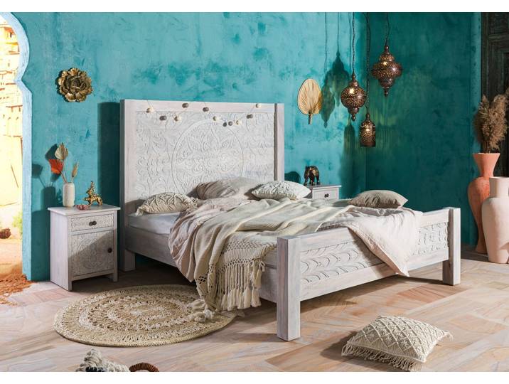 Bett Mango 180x200 weiß geölt KASHMIR #103