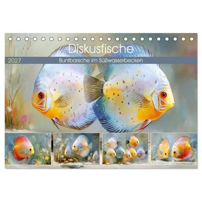 Diskusfische. Buntbarsche im Süßwasserbecken (Tischkalender 2027 DIN A5 quer), CALVENDO Monatskalender