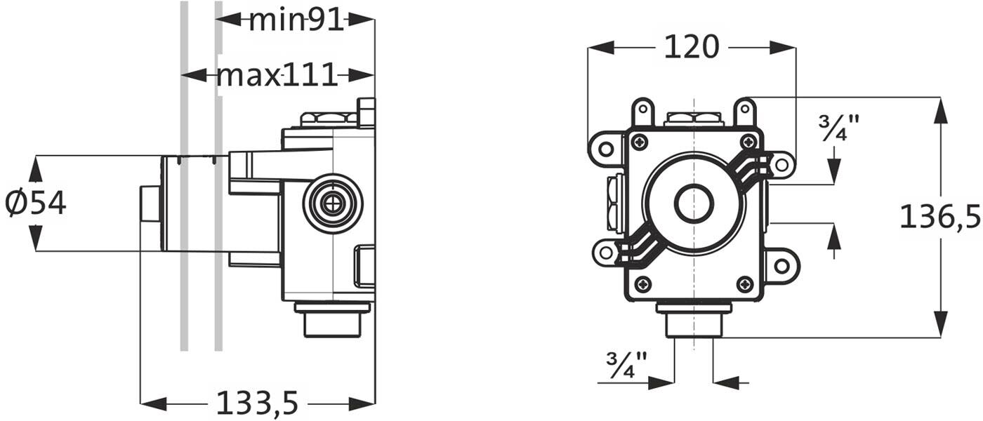 Herzbach LOGIC XL Vario Absperr-Modul Einbaukörper